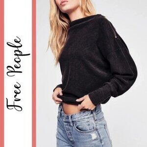 We the free free people Asymmetrical Black Long Sleeve Top with zipper accent xs